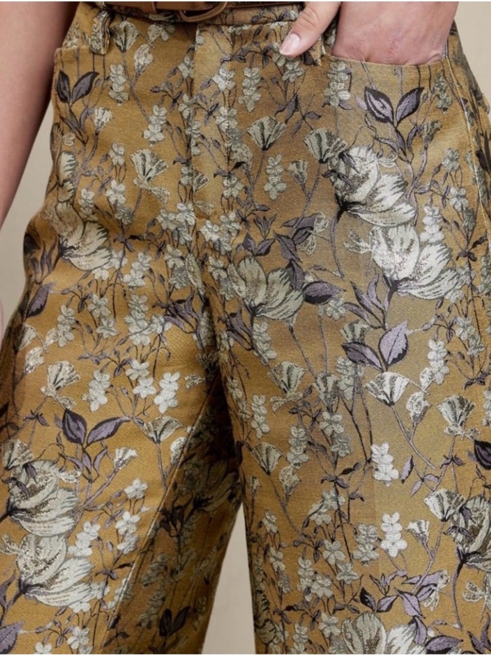 Banana Republic's Eclat Wide-Leg Brocade Pant Golds Size 4 NWT Brand New - Picture 2 of 16